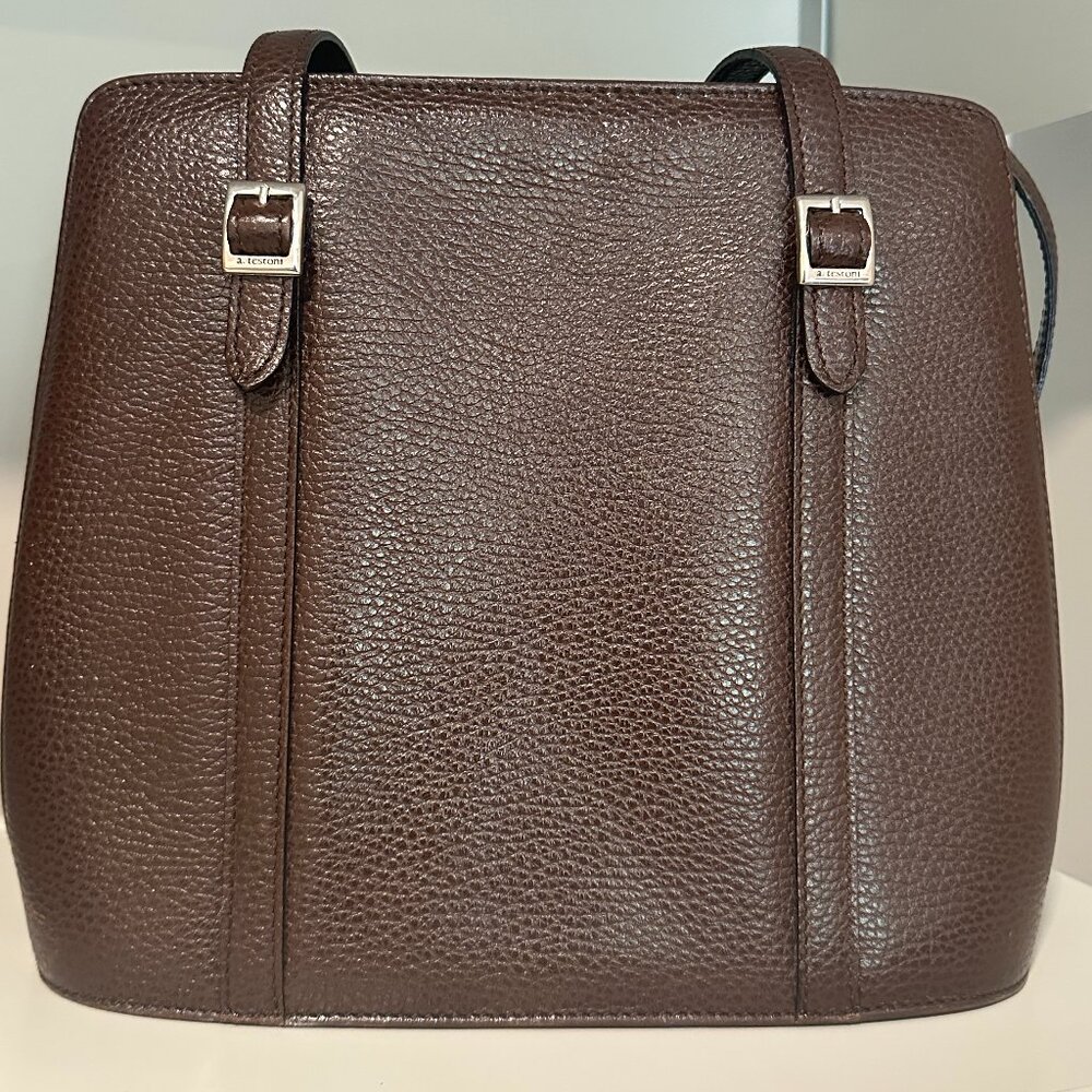 🤎 A. TESTONI Full Grain Leather Shoulder Bag